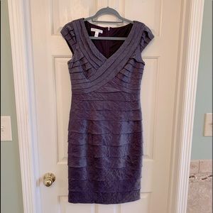 Size 4 London Times flutter dress in a shimmer purple.  Excellent condition.